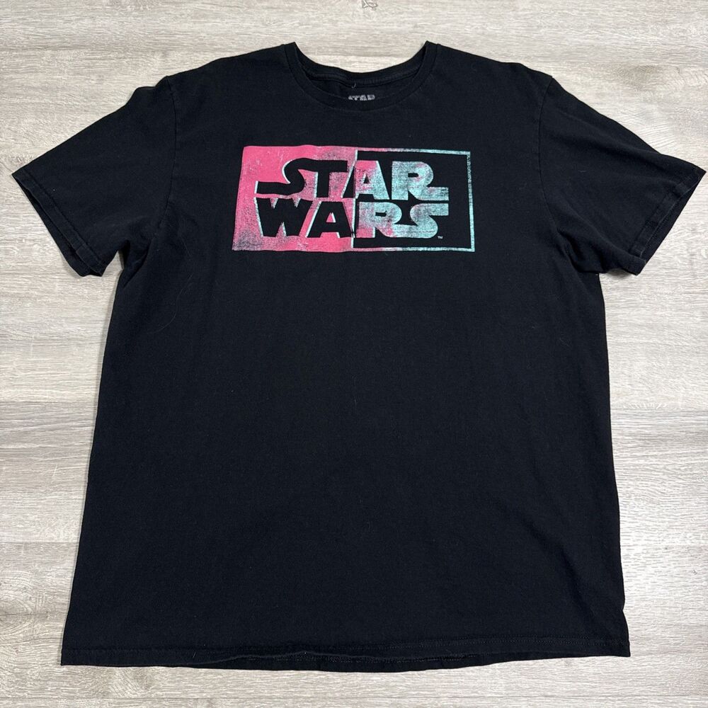 Star Wars Shirt Men's Black Logo XL 100% Cotton Tee